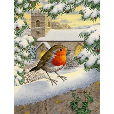 Carolines Treasures European Robin Waiting Flag Canvas House Size ASA2090CHF